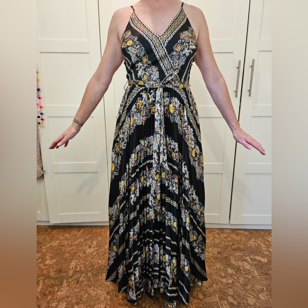 White House Blaack Market Floral Maxi Dress with Yellow Accents